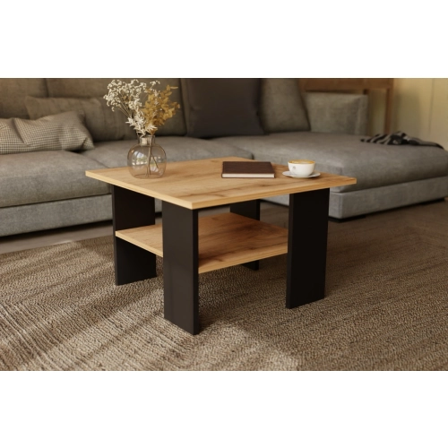 Stolik kawowy kwadratowy ST1 dąb Wotan/czarny 60x60 cm